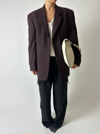 Oversized woven blazer | Aubergine