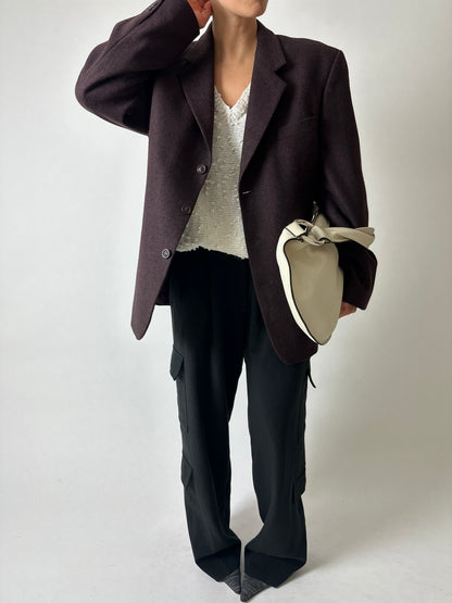 Oversized woven blazer | Aubergine