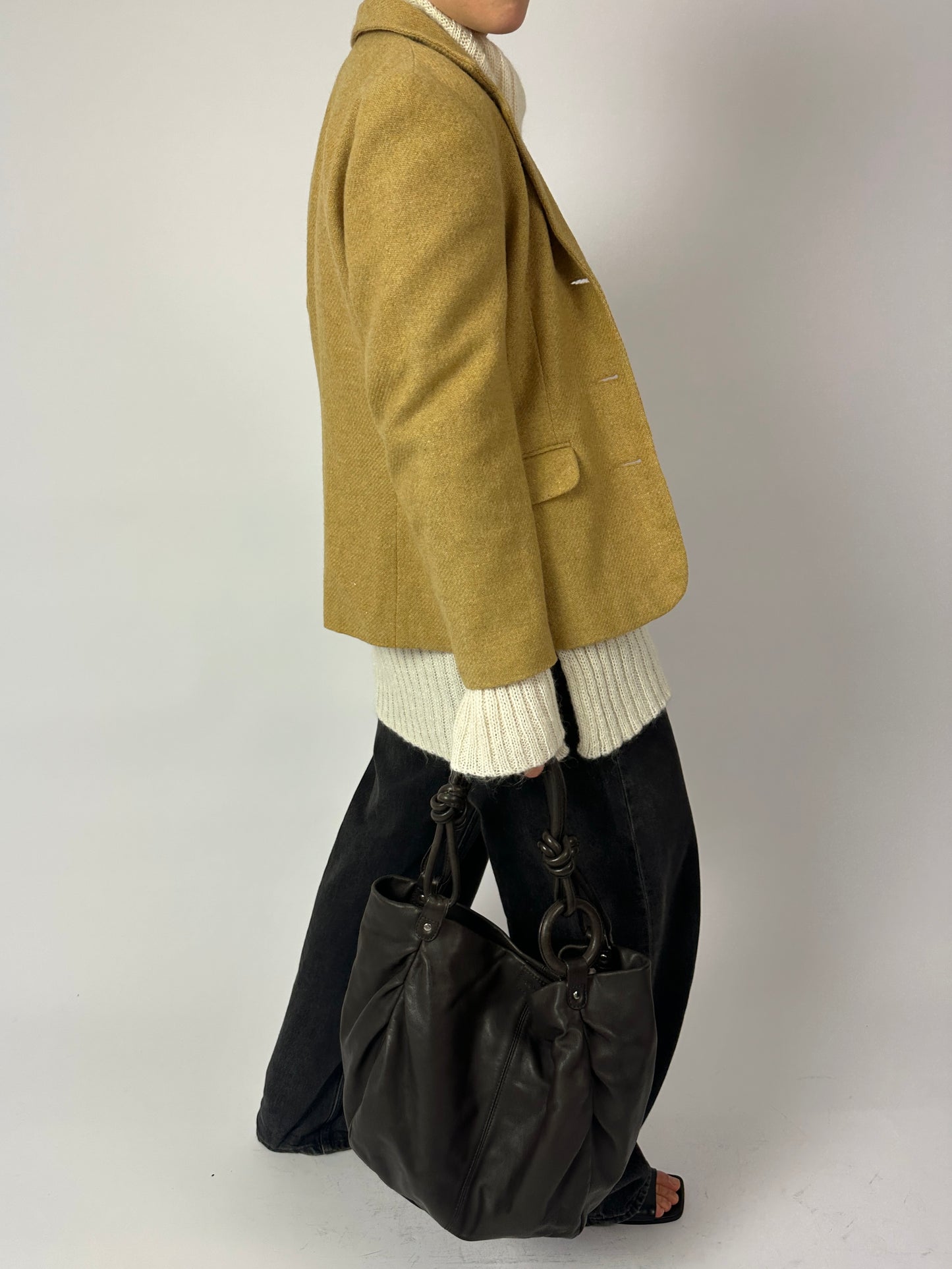 Wool fitted blazer | Ochre