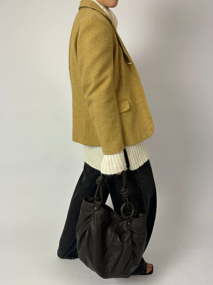 Wool fitted blazer | Ochre