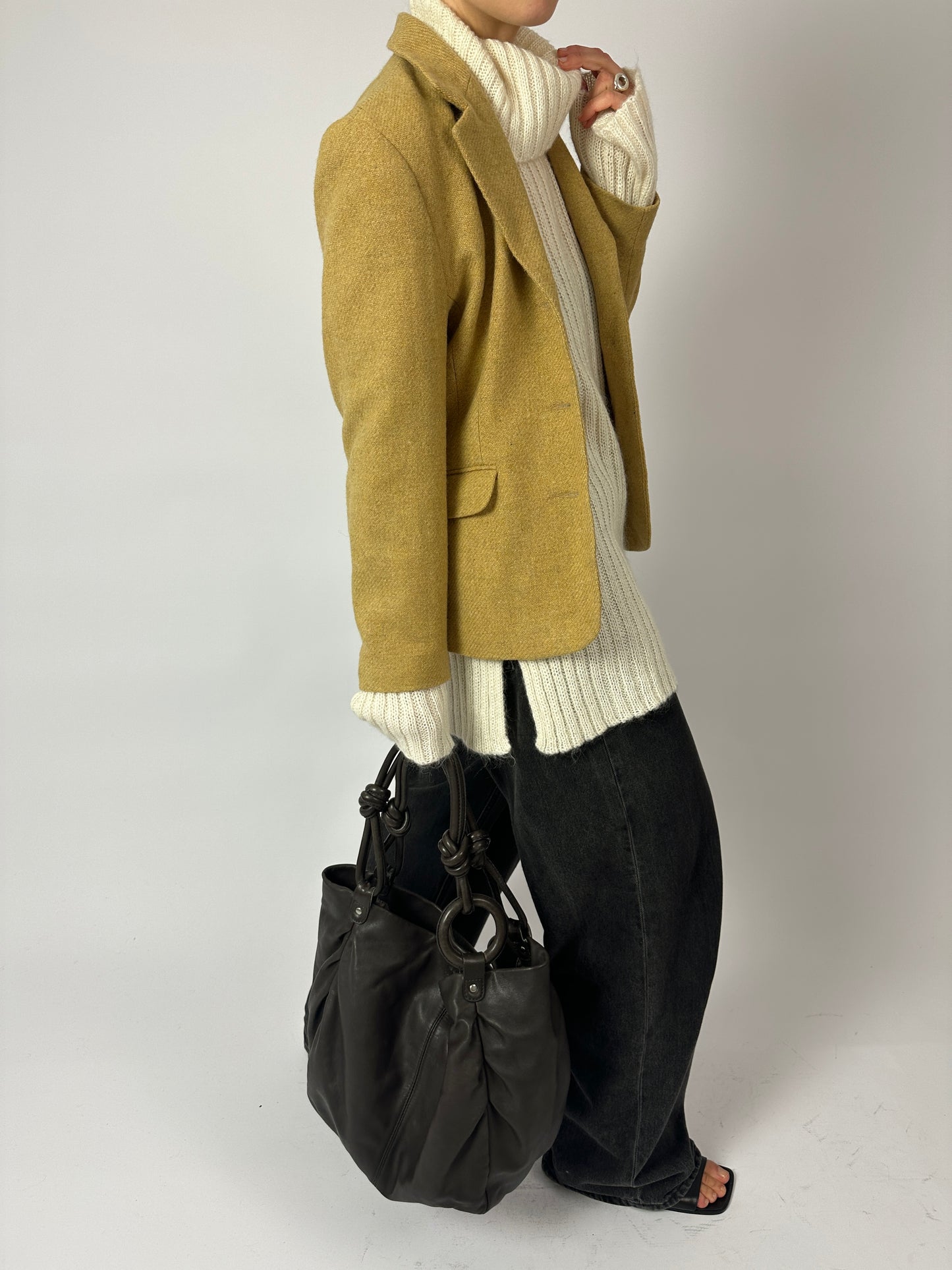 Wool fitted blazer | Ochre