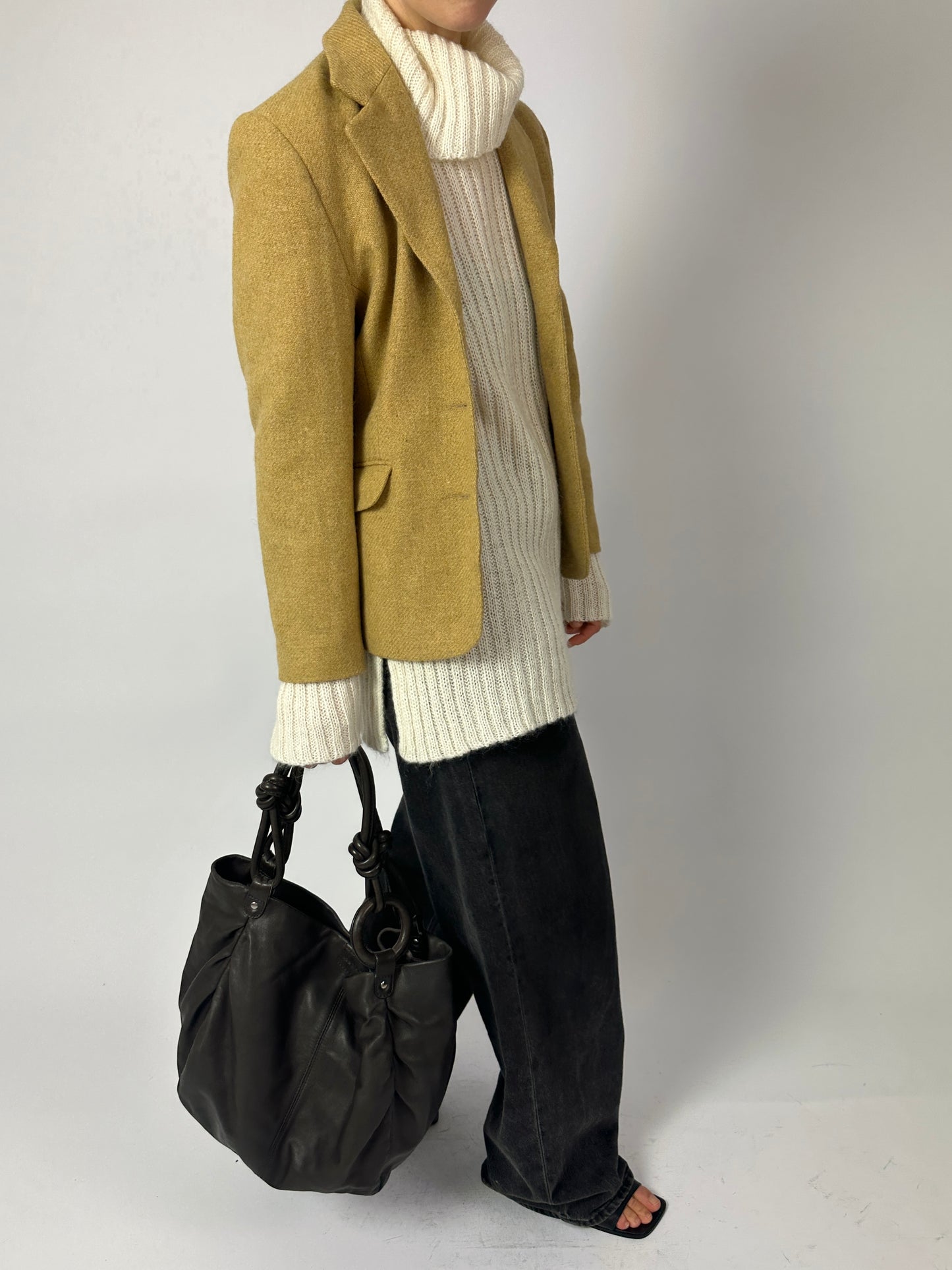 Wool fitted blazer | Ochre