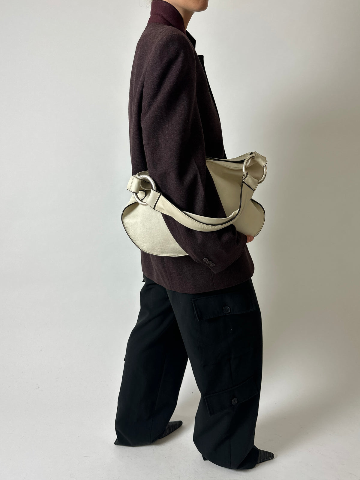 Oversized woven blazer | Aubergine