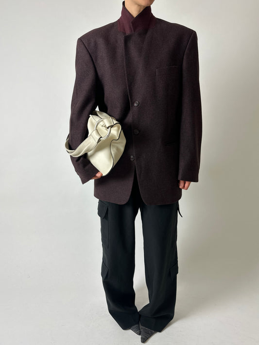 Oversized woven blazer | Aubergine