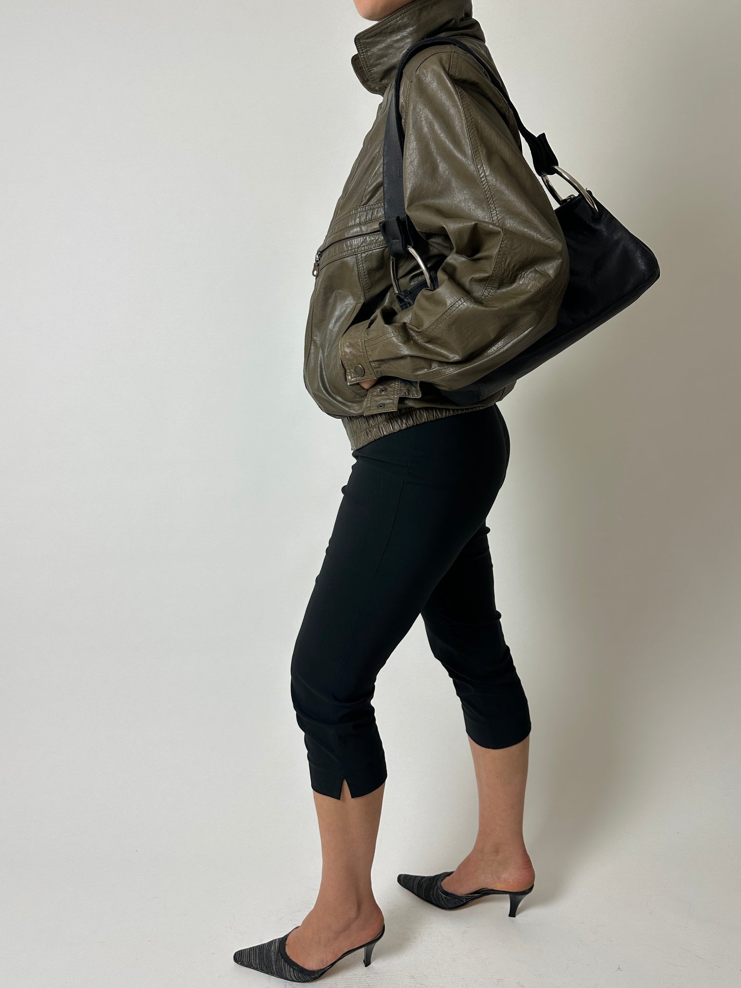 Leather bomber jacket | Green