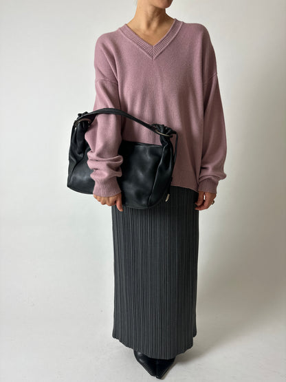 Pleated maxi skirt | Grey