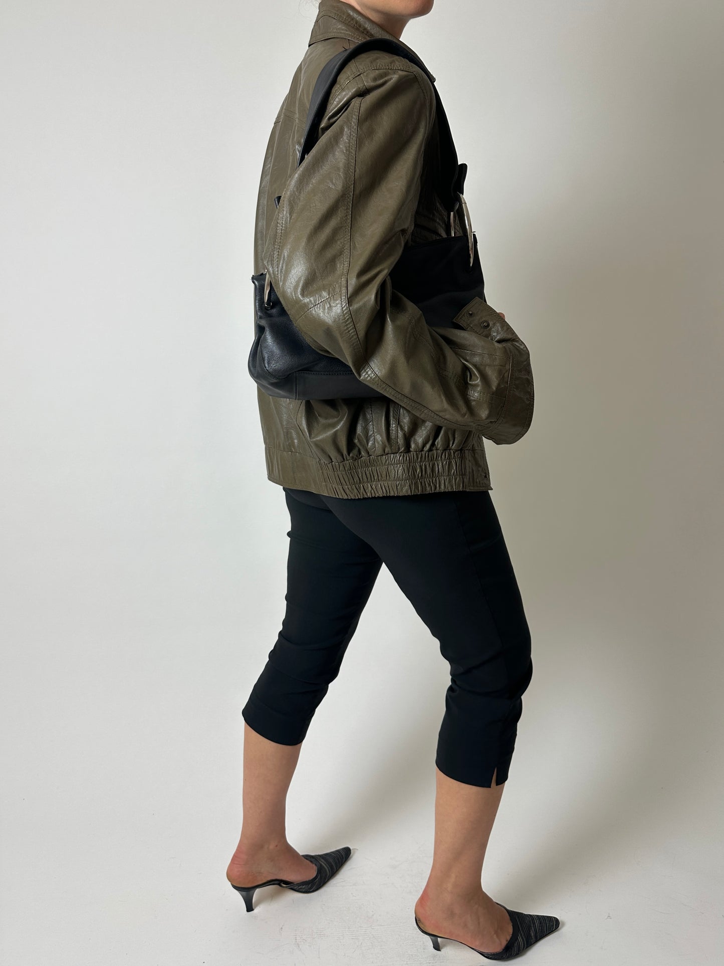 Leather bomber jacket | Green