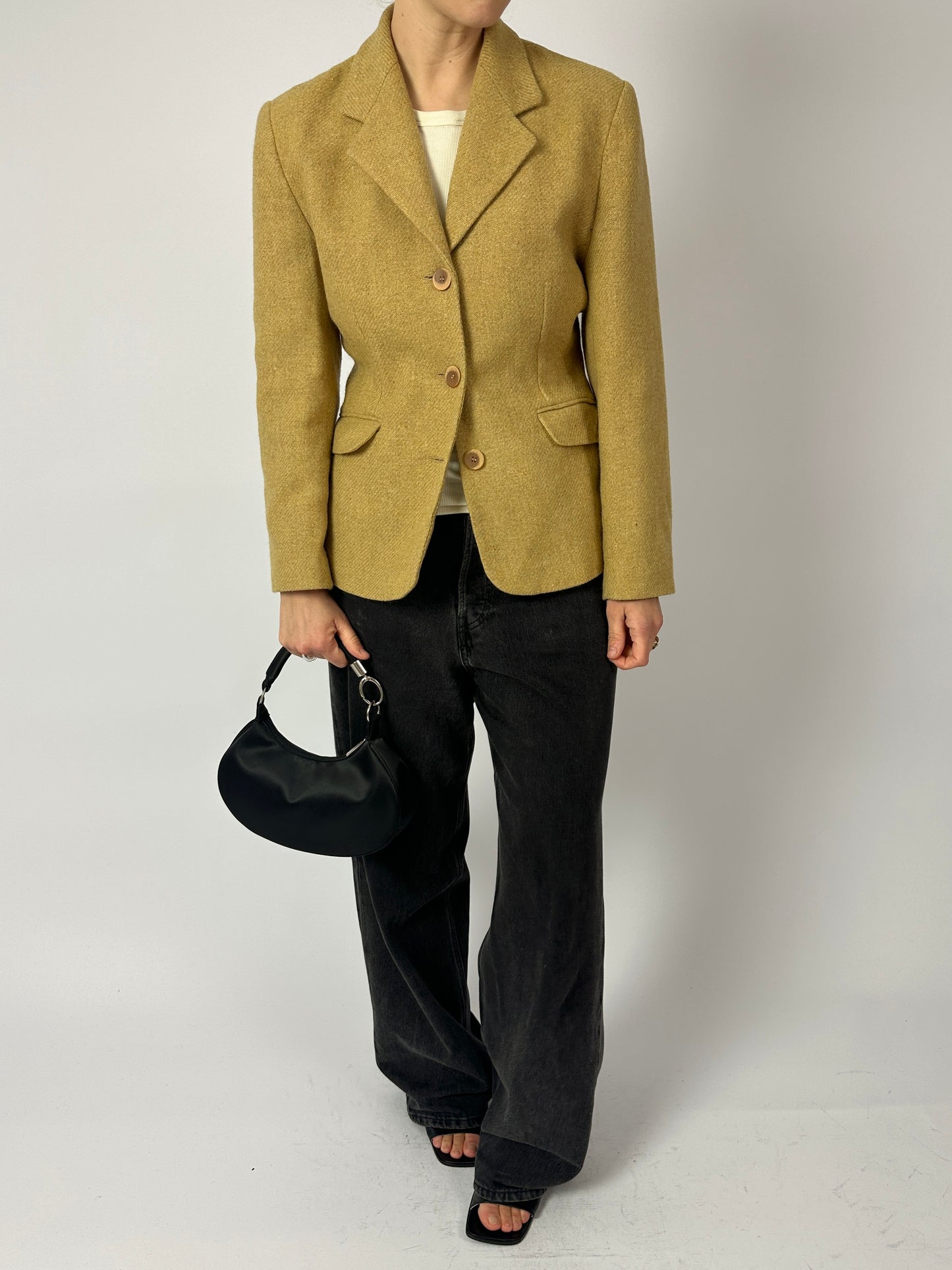 Wool fitted blazer | Ochre
