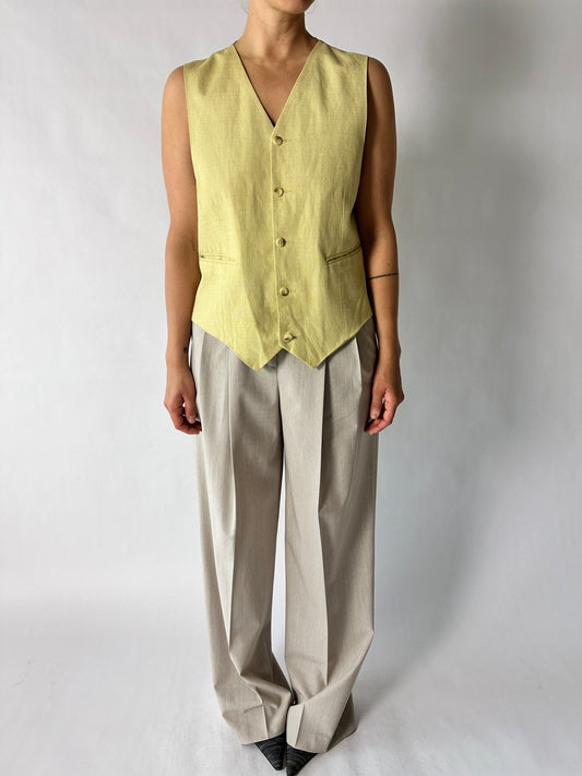 Linen tailored vest | Soft citrus