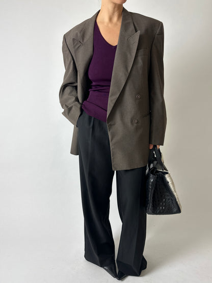 Oversized checked blazer | Soft taupe