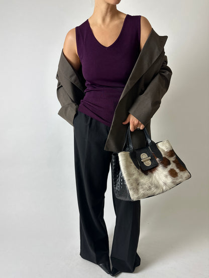 V-neck knit top | Aubergine