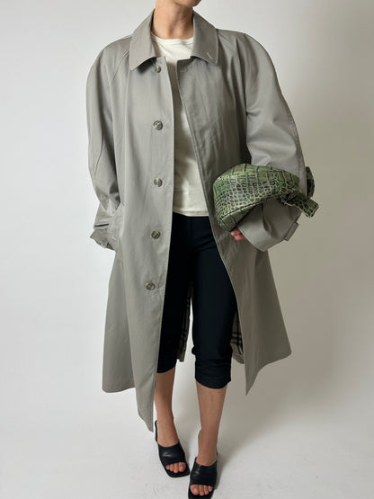 Long mac coat | Grey / beige