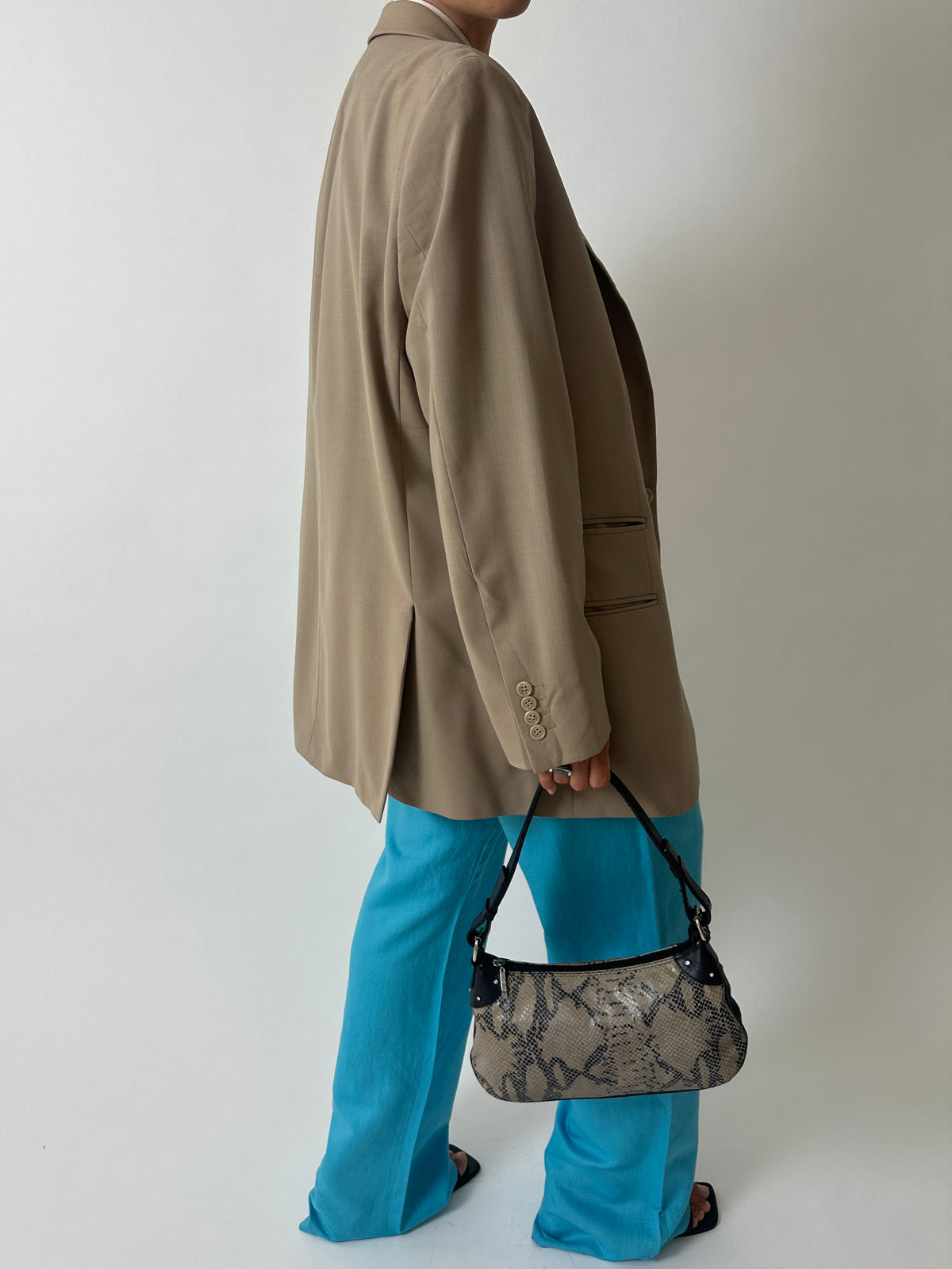 Snake leather bag | Beige / Black