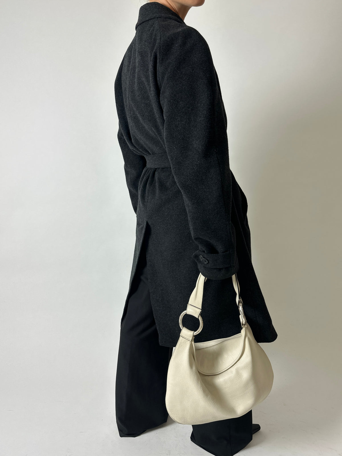 Wool belted coat | Dark grey