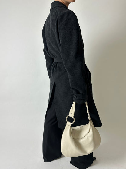 Wool belted coat | Dark grey