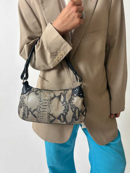 Snake leather bag | Beige / Black