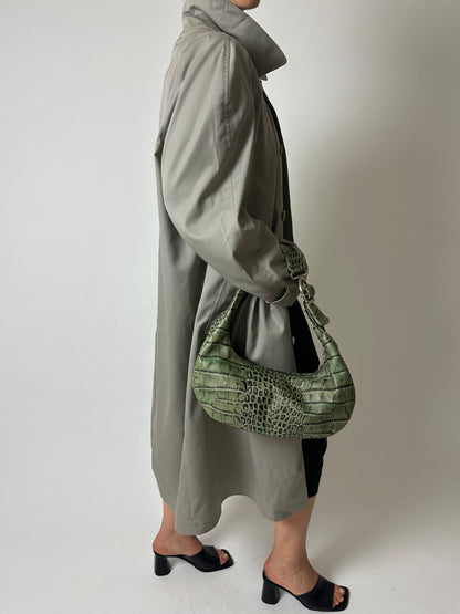 Long mac coat | Grey / beige