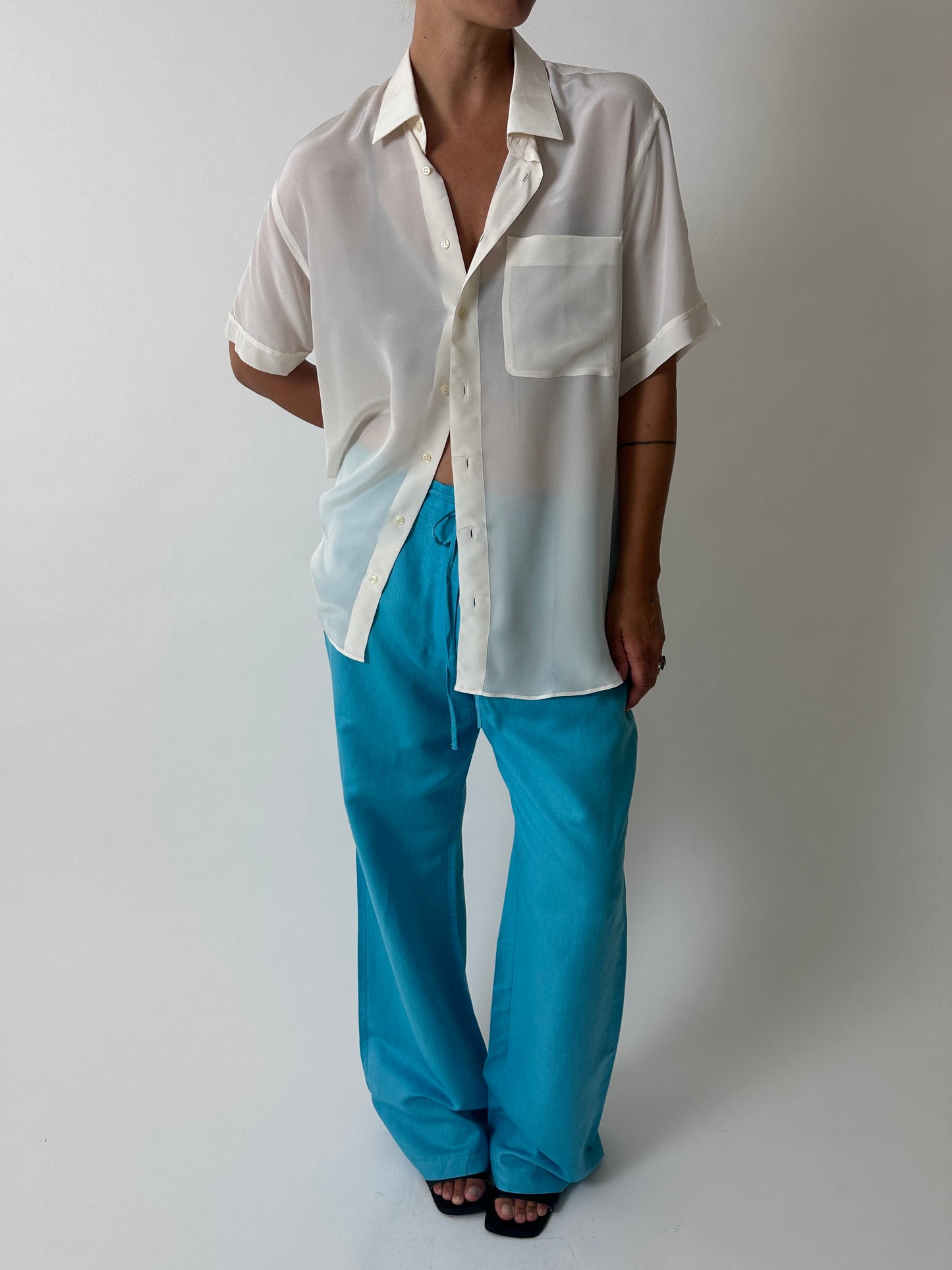 Oversized silk shirt | Off white