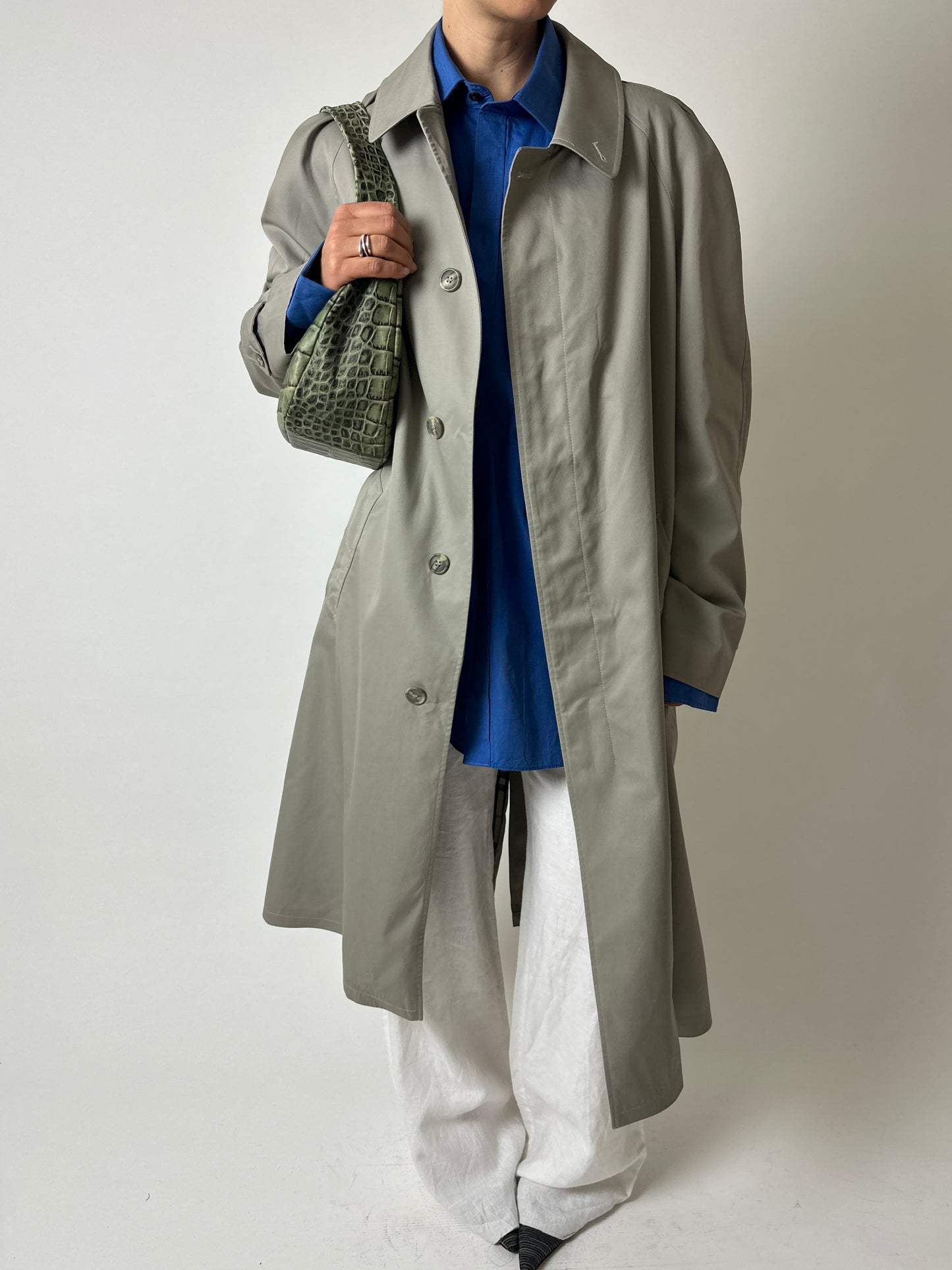 Long mac coat | Grey / beige