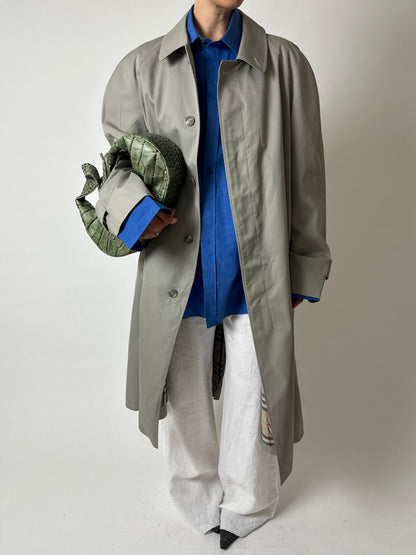 Long mac coat | Grey / beige