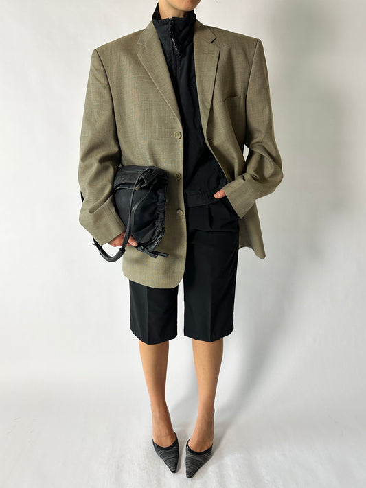 Oversized wool blazer | Green beige