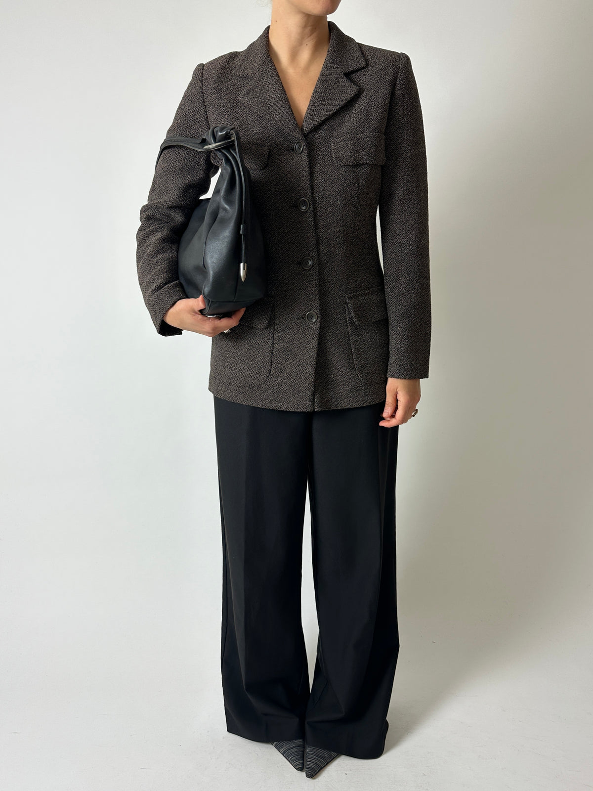 Woven wool blazer | Brown