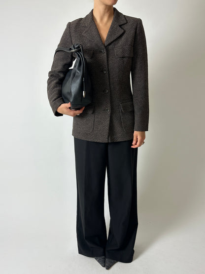 Woven wool blazer | Brown