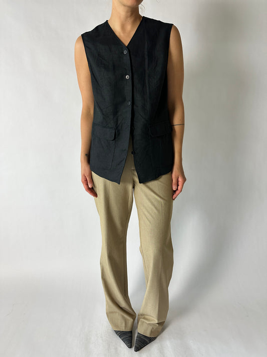 Linen vest | Black