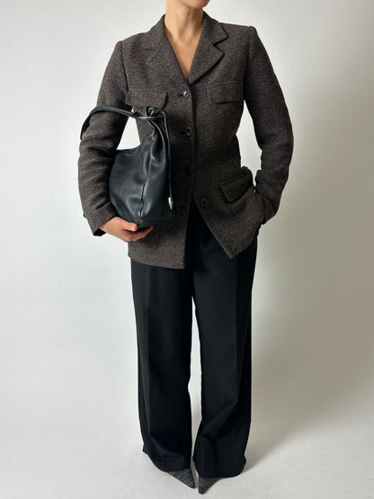 Woven wool blazer | Brown