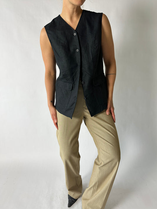 Linen vest | Black