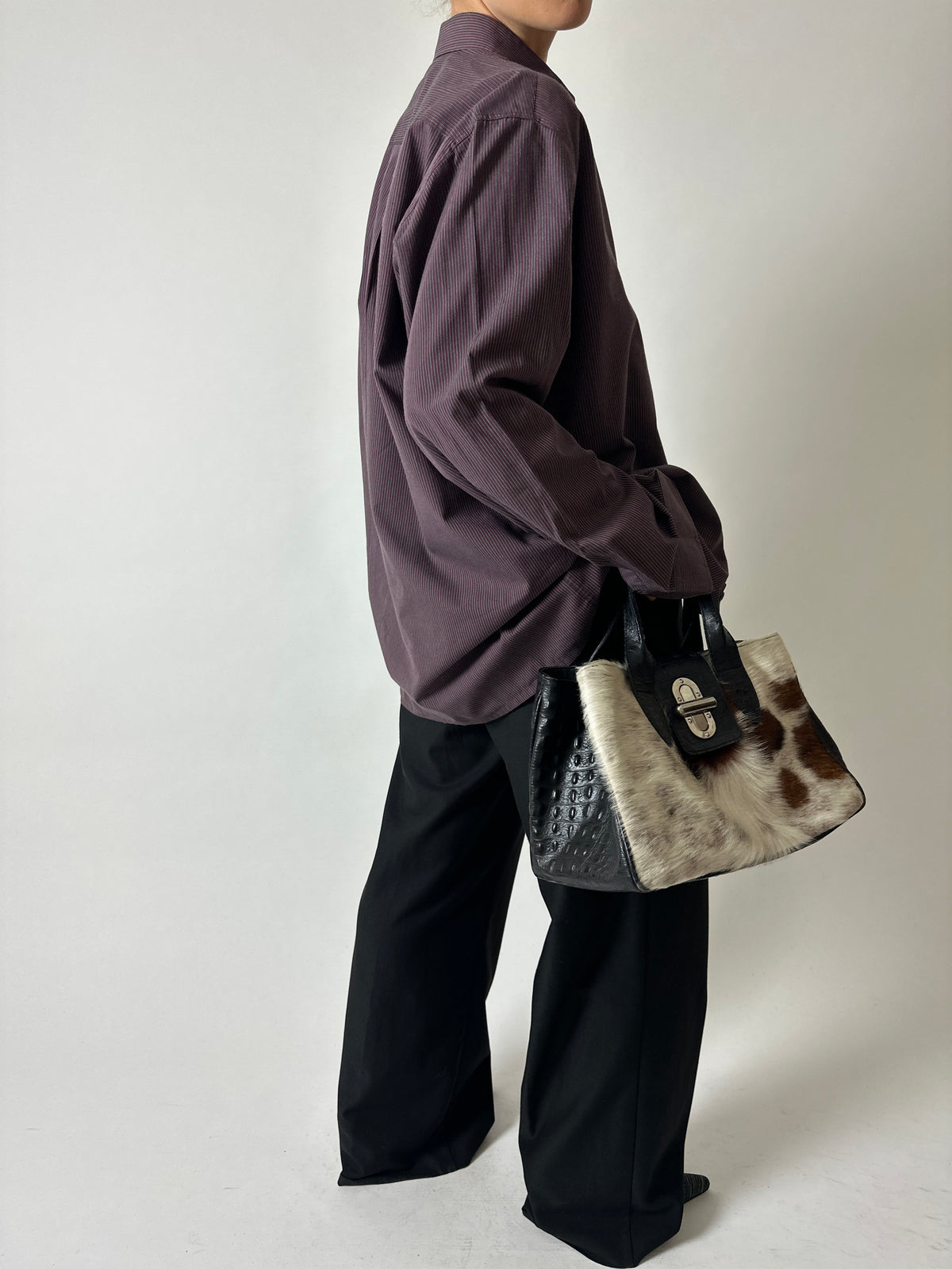 Relaxed fit striped shirt | Bordeaux / grey