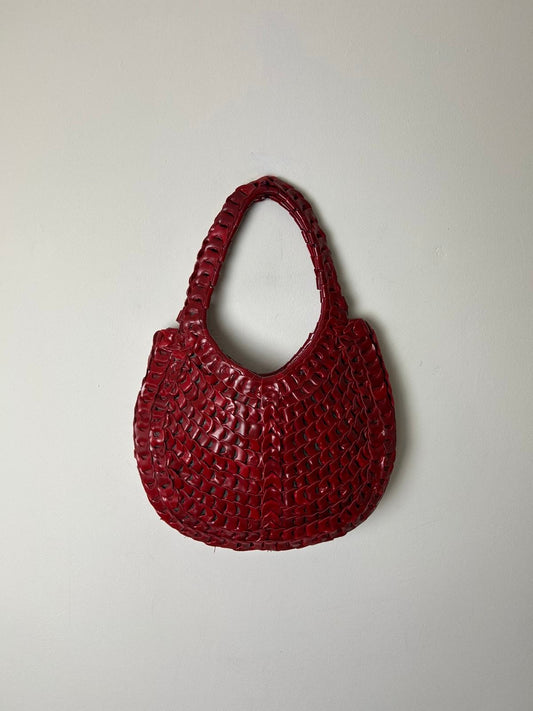 Leather shoulder bag | Red