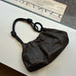 Leather shoulder bag | Dark brown / Black