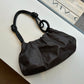 Leather shoulder bag | Dark brown / Black