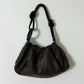Leather shoulder bag | Dark brown / Black